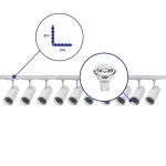 Complete Set 1-Phase Rail L 2 x 2 Meter White | incl. 10x Spot + GU10 2700K 3W Dimmable + End Cap, Power Connector and L -Connector